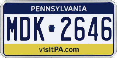PA license plate MDK2646