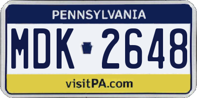 PA license plate MDK2648