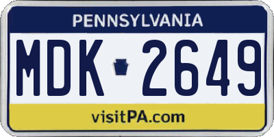 PA license plate MDK2649