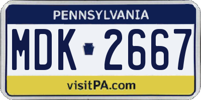 PA license plate MDK2667