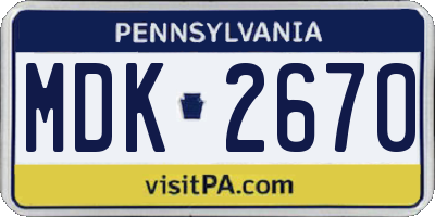 PA license plate MDK2670
