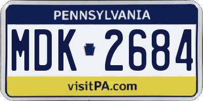 PA license plate MDK2684