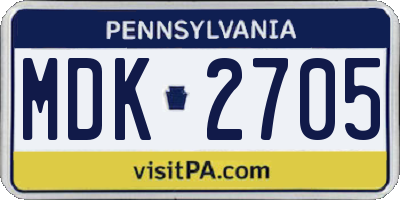 PA license plate MDK2705