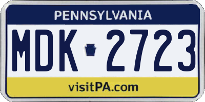 PA license plate MDK2723