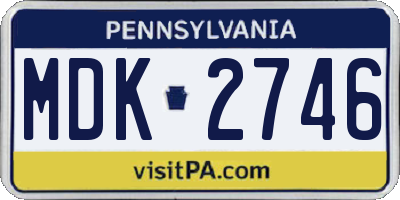 PA license plate MDK2746