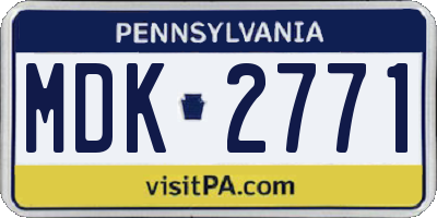 PA license plate MDK2771
