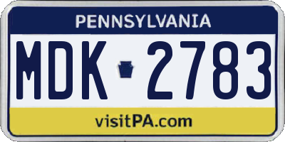 PA license plate MDK2783