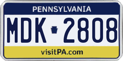 PA license plate MDK2808