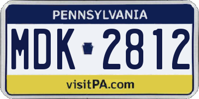 PA license plate MDK2812