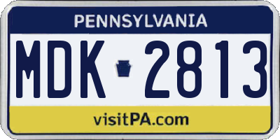 PA license plate MDK2813