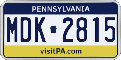 PA license plate MDK2815