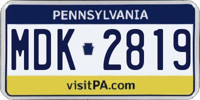 PA license plate MDK2819