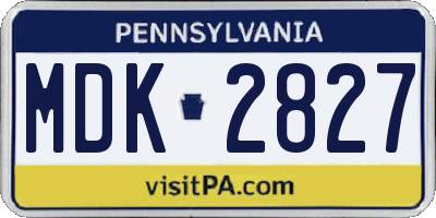 PA license plate MDK2827