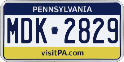 PA license plate MDK2829