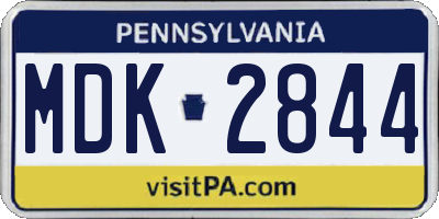 PA license plate MDK2844
