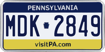 PA license plate MDK2849