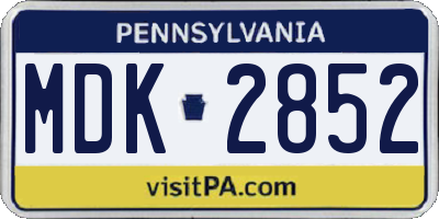 PA license plate MDK2852