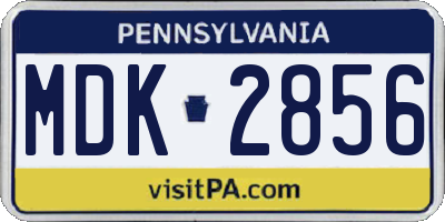 PA license plate MDK2856