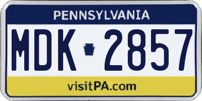 PA license plate MDK2857
