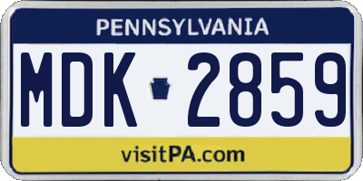 PA license plate MDK2859
