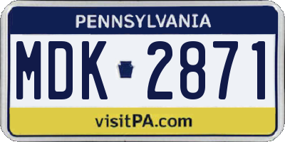 PA license plate MDK2871