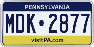 PA license plate MDK2877