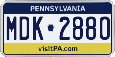 PA license plate MDK2880
