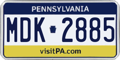 PA license plate MDK2885