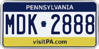 PA license plate MDK2888