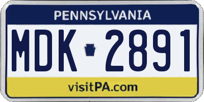 PA license plate MDK2891