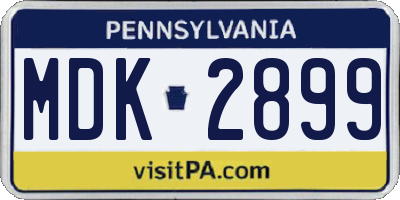 PA license plate MDK2899