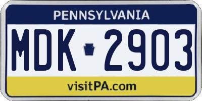 PA license plate MDK2903