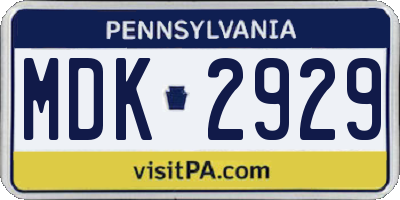PA license plate MDK2929