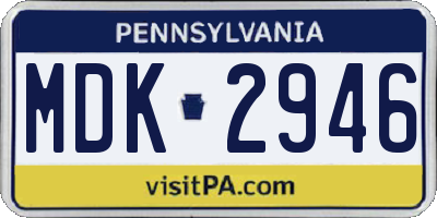 PA license plate MDK2946