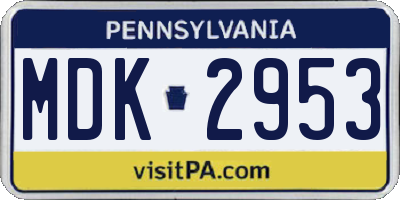 PA license plate MDK2953