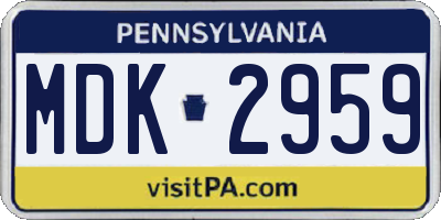 PA license plate MDK2959