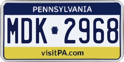 PA license plate MDK2968