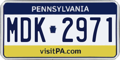 PA license plate MDK2971