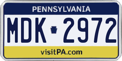 PA license plate MDK2972