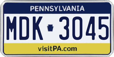 PA license plate MDK3045