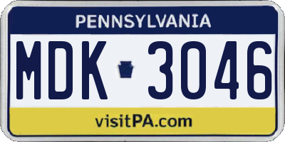 PA license plate MDK3046