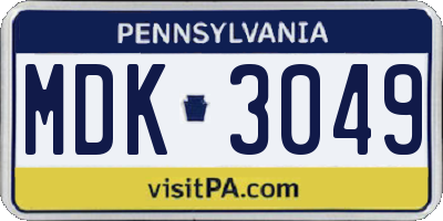 PA license plate MDK3049