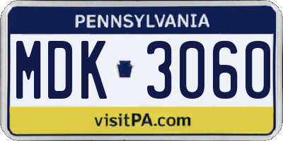 PA license plate MDK3060