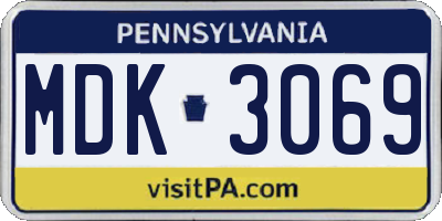 PA license plate MDK3069