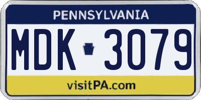 PA license plate MDK3079