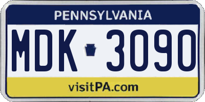 PA license plate MDK3090