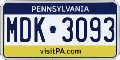 PA license plate MDK3093