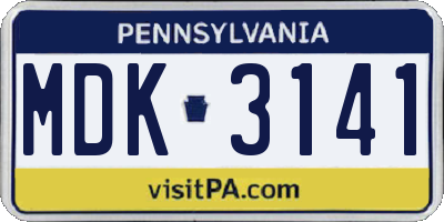 PA license plate MDK3141