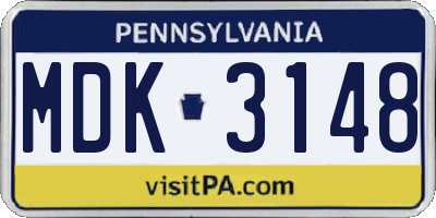 PA license plate MDK3148