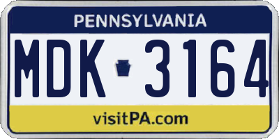 PA license plate MDK3164